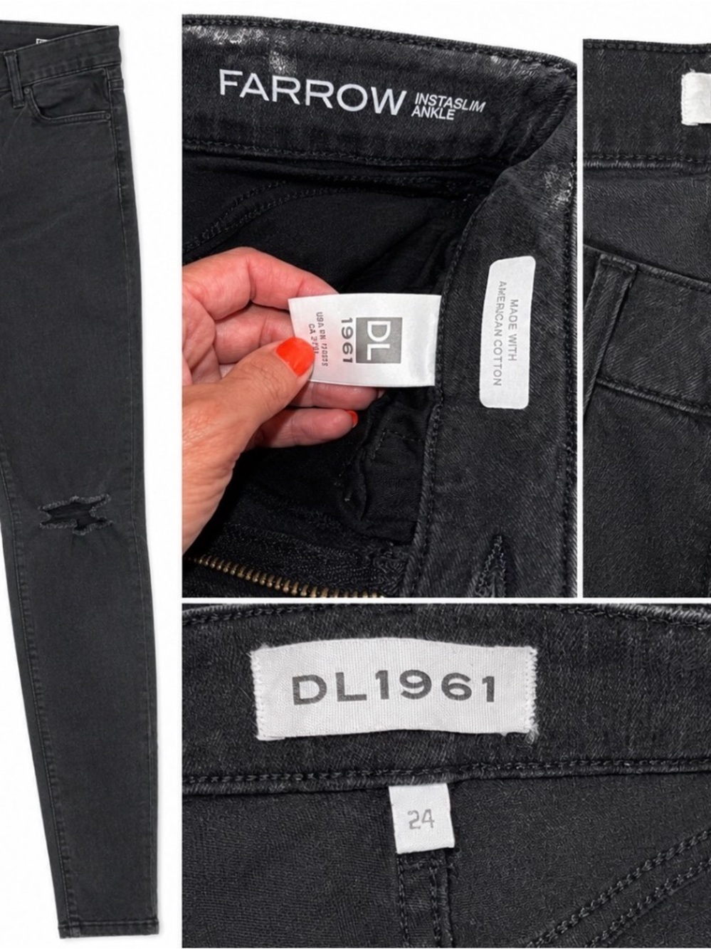DL1961 Farrow Instaslim Ankle Jeans in Black Wash